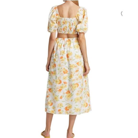 Faithfull the brand dress women’s size 4 Loucetta white yellow orange floral new - Picture 4 of 14